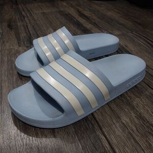 Adidas Adilette Aqua Slip On Slides Women Size 9 Blue Beach Shower Sandal Slides